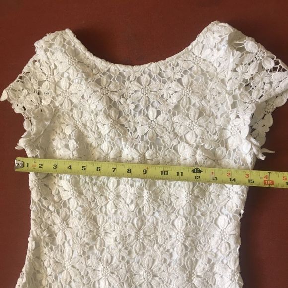 Cache Ivory Cocktail Dress Embellished Crochet Appliqué Flower - Picture 3 of 8